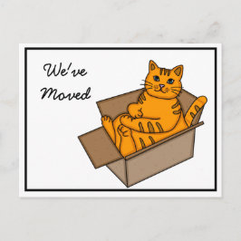 Postal De Anuncios Gato en una caja "Nos mudamos" Nueva dirección  