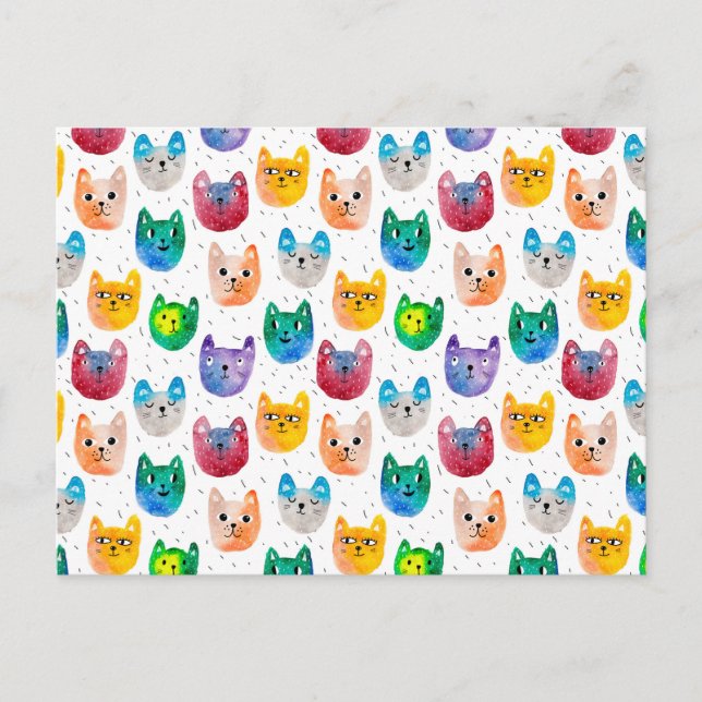 Postal De Anuncios Gatos acuarelas y amigos (Anverso)