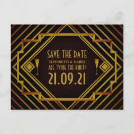 Postal De Anuncios Gatsby Gold Aviso de Boda 2020