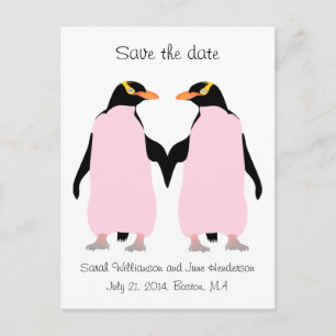 Postal De Anuncios Gay Salva la fecha, pingüinos rosados