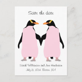 Postal De Anuncios Gay Salven la fecha, pingüinos rosados