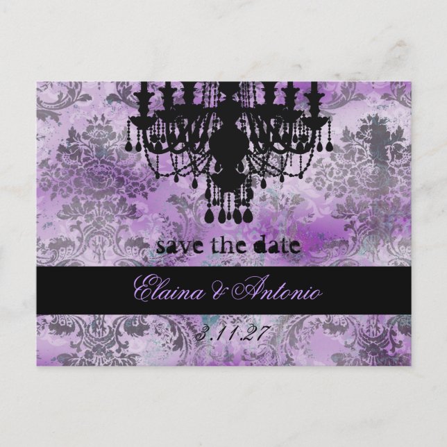 Postal De Anuncios GC | Jolie Candilario Morado Gris Damask (Anverso)
