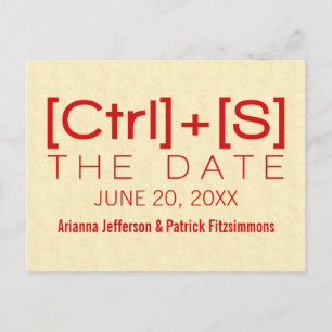 Postal De Anuncios Geeky Typography Save the Date Postcard, rojo