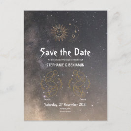 Postal De Anuncios Géminis Tipografía Celestial Zodiaco Brillo Genial