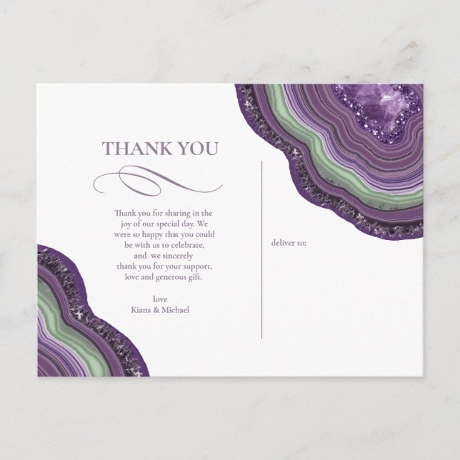 Postal De Anuncios Geoda de Ágata Brillante Gracias Violeta ID647 (Anverso)