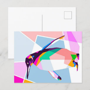 Postal De Anuncios Geométrico de color pingüino Regalo artístico