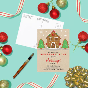 Postal De Anuncios Gingerbread House Nuevo Hogar Para Las Vacaciones