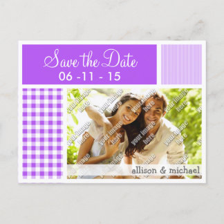 Postal De Anuncios Gingham Cuadros Morados