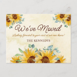 Postal De Anuncios Girasol Aquarela Rústica Mudanza de Casa Nueva