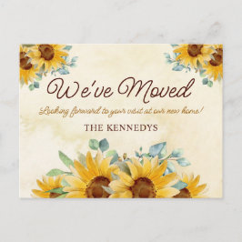 Postal De Anuncios Girasol Aquarela Rústica Mudanza de Casa Nueva 