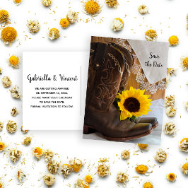 Postal De Anuncios Girasol Country y Encaje de Boda Guardar la Fecha