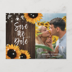 Postal De Anuncios Girasol De Madera Rústica Salven La Foto De Fecha 