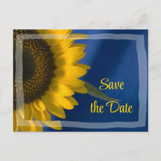 Postal De Anuncios Girasol en la boda azul salva la fecha