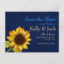 Postal De Anuncios Girasol/Save the Date Blue boda