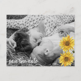 Postal De Anuncios Girasoles de Madera Blanca Rústica Ahorra la Fecha