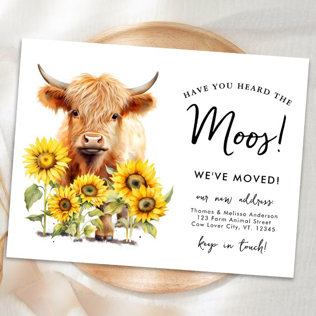 Postal De Anuncios Girasoles Vaca de las Tierras Altas Granja Nueva D (Subido por el creador)