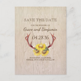 Postal De Anuncios Girasoles y astas de madera rústica - Salva la fec