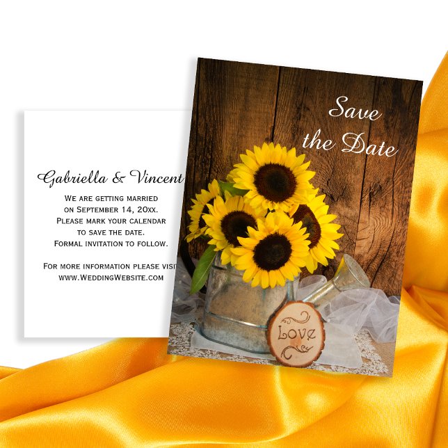Postal De Anuncios Girasoles y Regadera de Boda Save the Date (Subido por el creador)