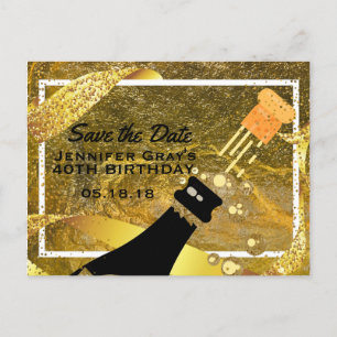 Postal De Anuncios Glám Dorado Negro Champagne Cumpleaños Salva la Fe
