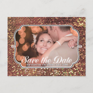 Postal De Anuncios Glitz Glam Gold Save the Date Photo Postcard