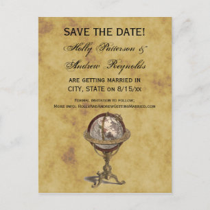 Postal De Anuncios Globo Antiguo, Save the Date Distorsionado BG