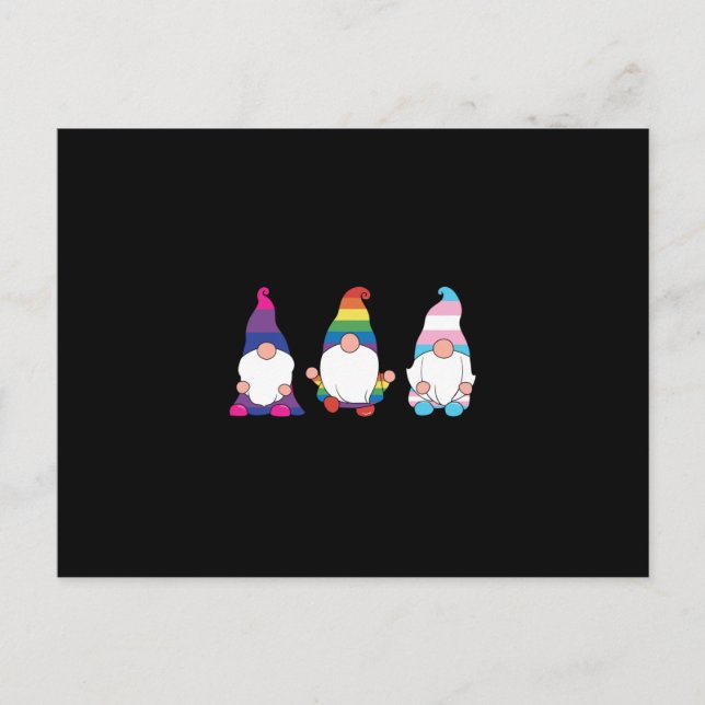 Postal De Anuncios Gnome LGBTQ Bisexual aliado transsexual (Anverso)