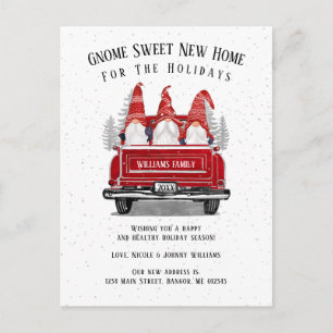 Postal De Anuncios Gnomo Dulce Nuevo Hogar Camión Rojo Antiguo Mudanz
