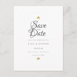 Postal De Anuncios Gold Cupids Elegante Escritura Guardar la Fecha