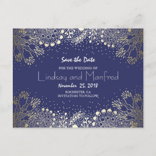 Postal De Anuncios Gold Floral - Wonderland Garden Save the Date