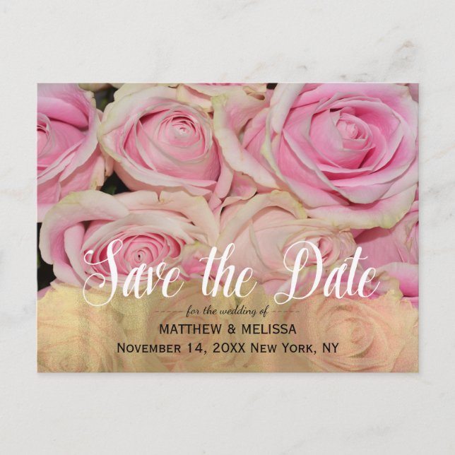 Postal De Anuncios Gold Save the Date Personalized Photo Postcard (Anverso)