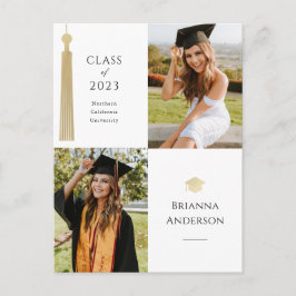 Postal De Anuncios Gold Tassel & Cap 2 Photo Graduation