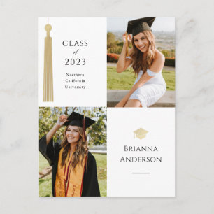 Postal De Anuncios Gold Tassel & Cap 2 Photo Graduation