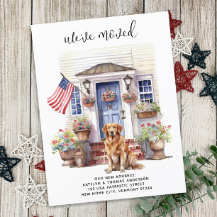 Postal De Anuncios Golden Retriever Patriótico Perro Personalizado Mo