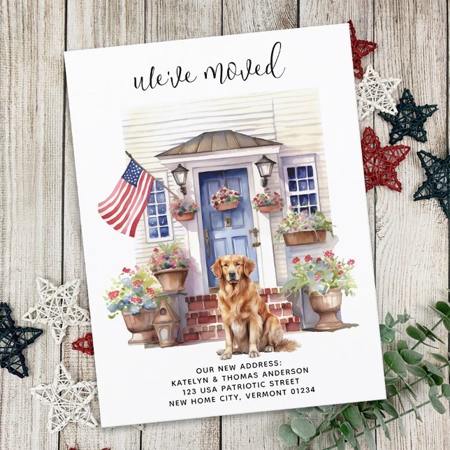 Postal De Anuncios Golden Retriever Patriótico Perro Personalizado Mo (Subido por el creador)