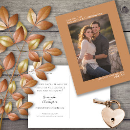 Postal De Anuncios Golden Tan Minimalist Photo Wedding Save the Date