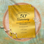 Postal De Anuncios GoldHearts, Relieve metalizado de los 50 años, sal<br><div class="desc">Con delicados corazones dorados confetti en un fondo de Relieve metalizado dorado. Personalice con su especial aniversario de oro de cincuenta años,  guarde la información de fecha en letras de moda. Diseñado por Thisisnotme©</div>