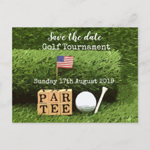 Postal De Anuncios Golf Guarda la fecha del Torneo de Golf con la ban