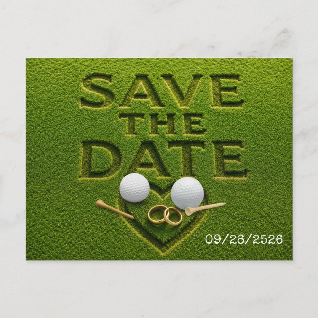 Postal De Anuncios Golf Salva la fecha Golf  boda (Anverso)