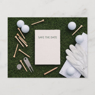 Postal De Anuncios Golf Save the Date con tema de golfista
