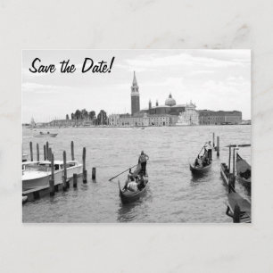 Postal De Anuncios Gondolier blanco y negro en Venecia