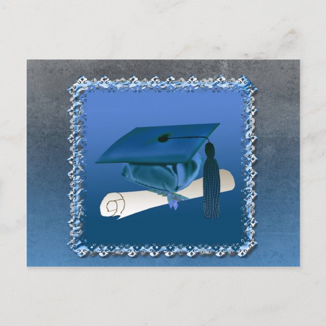 Postal De Anuncios Gorra con borla y diploma, graduación (Anverso)