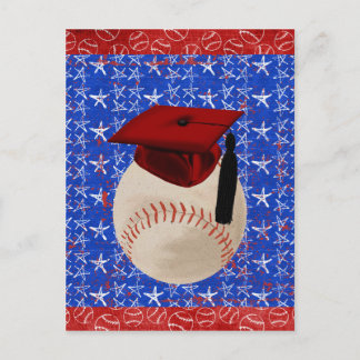 Postal De Anuncios Gorra de graduación de béisbol, estrellas, rojo, b