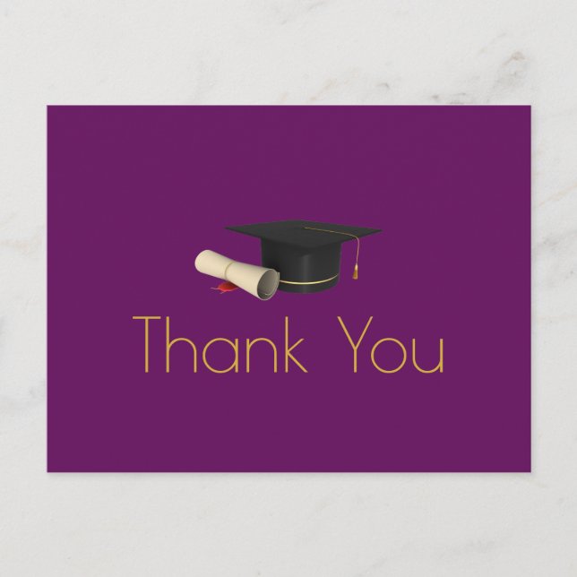 Postal De Anuncios Gorra de graduación y diploma en morado (Anverso)
