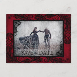Postal De Anuncios Goth Grunge Encaje Foto Guardar la Fecha