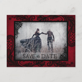Postal De Anuncios Gótico Grunge Lace Photo Save the Date