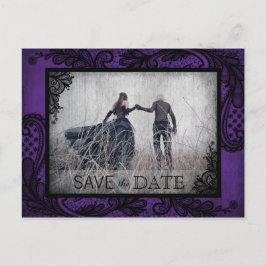 Postal De Anuncios Gótico Grunge Lace Photo Save the Date