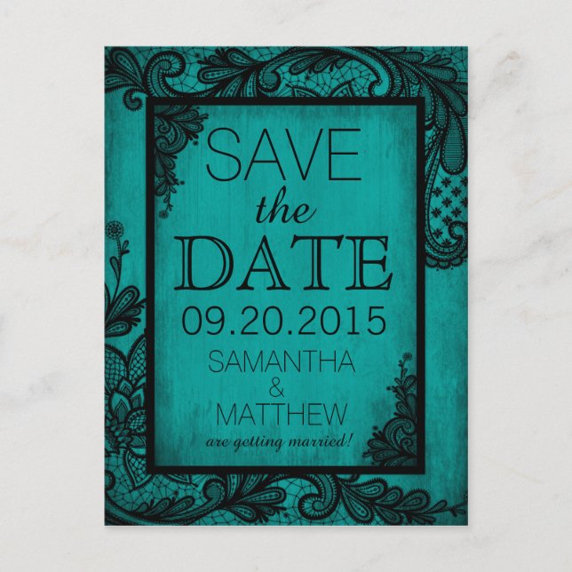 Postal De Anuncios Gótico Grunge Lace Save the Date (Anverso)
