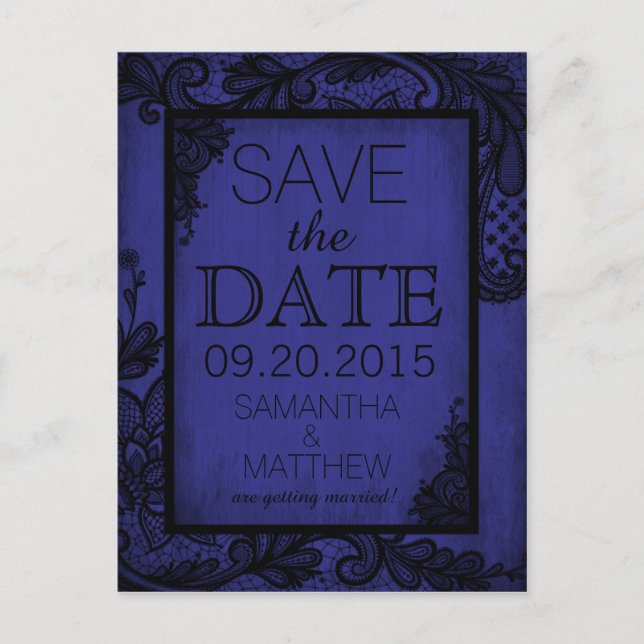 Postal De Anuncios Gótico Grunge Lace Save the Date (Anverso)