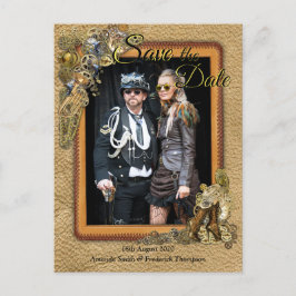 Postal De Anuncios Gótico - Steampunk On cuero Guardar la fecha