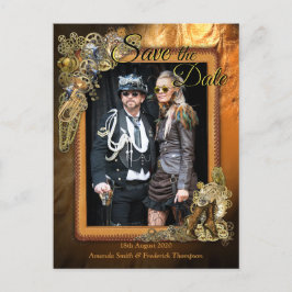 Postal De Anuncios Gótico - Steampunk On cuero Guardar la fecha